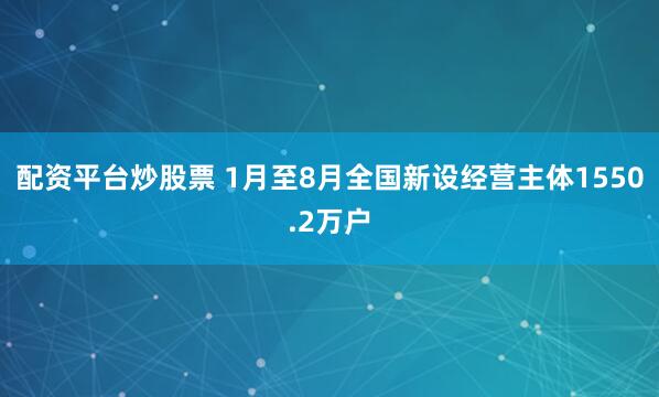 配资平台炒股票 1月至8月全国新设经营主体1550.2万户